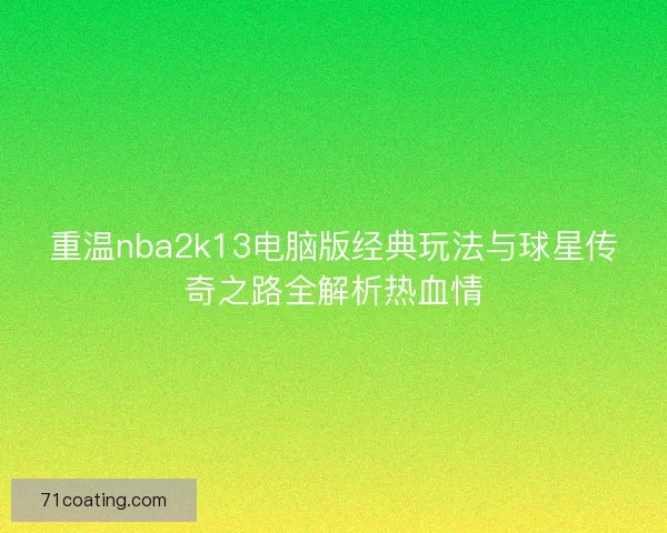 重温nba2k13电脑版经典玩法与球星传奇之路全解析热血情