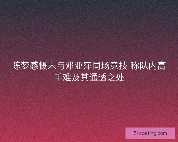陈梦感慨未与邓亚萍同场竞技 称队内高手难及其通透之处